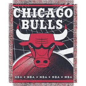 Chicago Bulls NBA Triple Woven Jacquard Throw (019 Series) (48x60")"chicago 