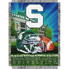 Michigan State Spartans NCAA Woven Tapestry Throw (Home Field Advantage) (48x60")"michigan 