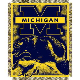 Michigan Wolverines NCAA Triple Woven Jacquard Throw (019 Focus) (48x60")"michigan 