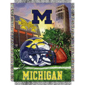 Michigan Wolverines NCAA Woven Tapestry Throw (Home Field Advantage) (48x60")"michigan 