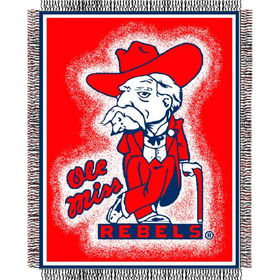 Mississippi Rebels NCAA Triple Woven Jacquard Throw (019 Focus) (48x60")"mississippi 