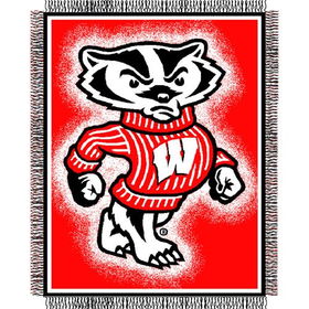 Wisconsin Badgers NCAA Triple Woven Jacquard Throw (019 Focus) (48x60")"wisconsin 