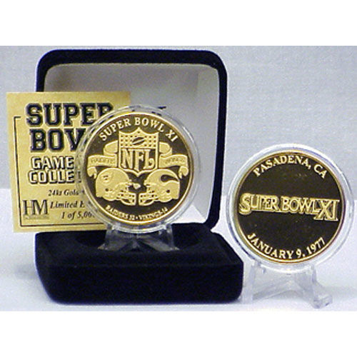 24kt Gold Super Bowl XI flip coingold 
