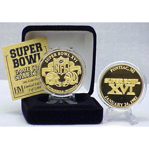 24kt Gold Super Bowl XVI flip coingold 