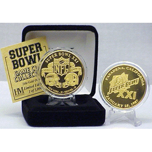 24kt Gold Super Bowl XXI flip coingold 