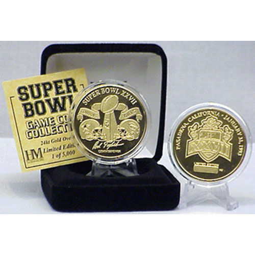 24kt Gold Super Bowl XXVII flip coingold 