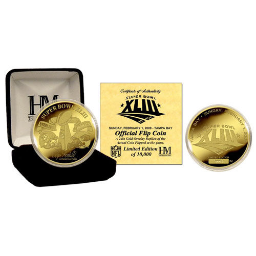 Super Bowl XLIII Steelers v. Cardinals 24kt Gold Flip Coinsuper 