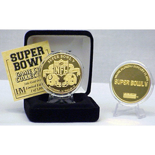 24kt Gold Super Bowl V flip coingold 