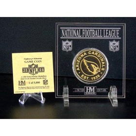 Arizona Cardinals 24KT Gold  - 2008 Official NFL Game Coin in Archival Etched Acrylicarizona 