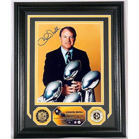 Chuck Noll Autographed Photo Mint W/Two 24Kt Gold Coinschuck 