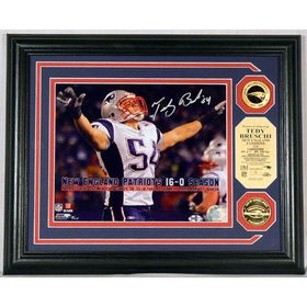 Teddy Bruschi Autographed New England Patriots Undefeated Regular Season Photo Mintteddy 