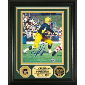 Paul Hornung HOF ?86 Autographed 24KT Gold Coin Photo Mintpaul 