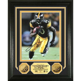 Santonio Holmes Autographed 24KT Gold Coin Photo Mintsantonio 