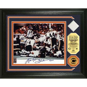 Walter Payton Up and Over" Autographed Game Used Jersey and 24KT Gold Coin Photo Mint"walter 