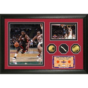 Dwayne Wade 2009 All Star Game Used Net & 24KT Gold Coin Photo Mintdwayne 