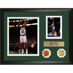 Ray Allen 2008 NBA All Star Game Used Ball And Gold Coin Photo Mintray 