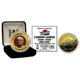 Lebron James 2008 - 09 NBA MVP 24KT Gold and Color Coinlebron 