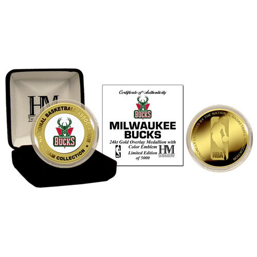 Milwaukee Bucks 24Kt Gold And Color Team Coinmilwaukee 
