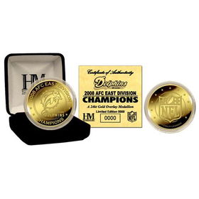Miami Dolphins '08 AFC East Division Champions 24KT Gold Coinmiami 