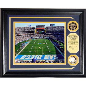 San Diego Chargers Qualcomm Stadium Photo Mint with 2 24KT Gold Coinssan 