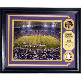 Minnesota Vikings Hubert H. Humphrey Metrodome Photo Mint with two 24KT Gold Coinsminnesota 