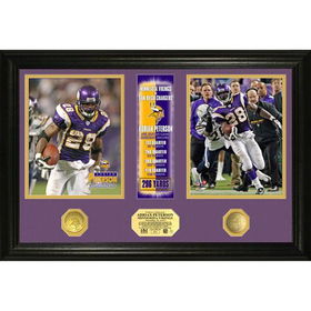 Adrian Peterson 296 Yard Record Breaker Duo Photo Mint W/ Two 24Kt Gold Coinsadrian 