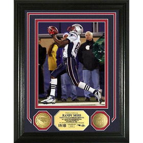 Randy Moss Single Season Td Reception Record Photo Mint W/Two 24Kt Gold Coinsrandy 