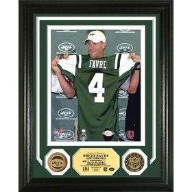 Brett Favre NY Jets Press Conference" 24KT Gold Coin Photo Mint"brett 