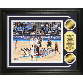 Oklahoma Thunder Inaugural Game ?Tip Off? 24KT Gold Coin Photo Mintoklahoma 