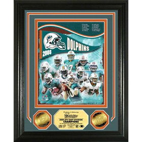 Miami Dolphins '08 AFC East Division Champions 24KT Gold Coin Photo Mintmiami 