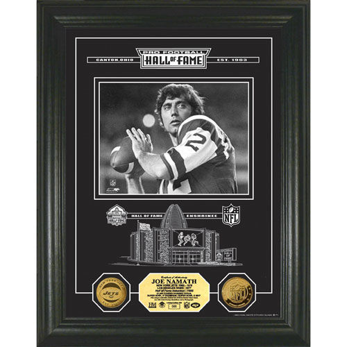 Joe Namath HOF Archival Etched Glass 24kt Gold Coin Photo Mintjoe 