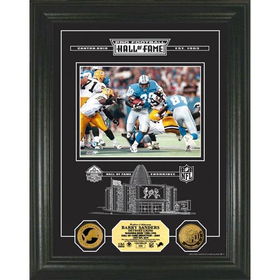 Barry Sanders HOF Archival Etched Glass 24kt Gold Coin Photo Mintbarry 