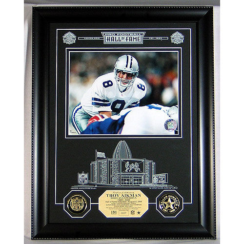 Troy Aikman Hof Archival Etched Glass Photominttroy 