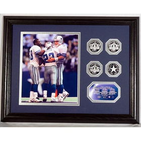 Triplets (Aikman ? Emmitt ? Irvin) Photo Mint w/Four Silver Coinstriplets 