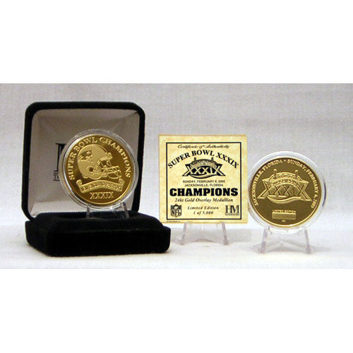 Superbowl Xxxix Champion 24 Kt Gold Overlay Coinsuperbowl 