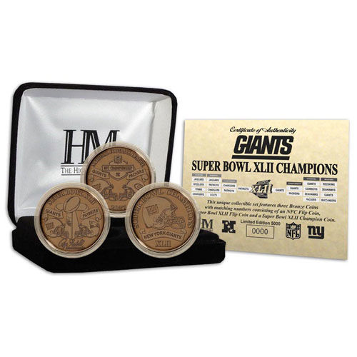 New York Giants Super Bowl Xlii Bronze 3 Coin Setyork 
