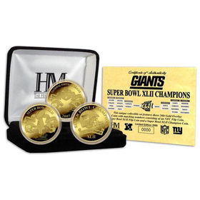 New York Giants Super Bowl Xlii 24Kt Gold 3 Coin Setyork 