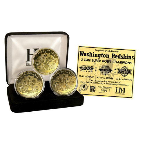 Washington Redskins 24KT Gold Super Bowl 3 Coin Setwashington 