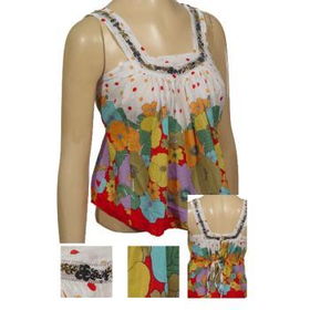 Ladies Sleeveless Top w/Pok-a-Dot + Floral Print Case Pack 6ladies 
