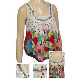 Ladies Sleeveless Top w/Polk-a-Dot + Floral Print Case Pack 6ladies 