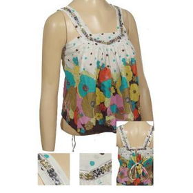 Ladies Sleeveless Top w/Polk-a-Dot + Floral Print Case Pack 6ladies 