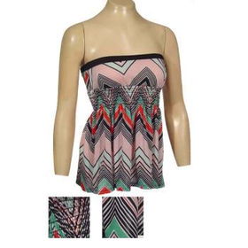 Ladies Sleeveless Retro Color Tube Top Case Pack 6ladies 