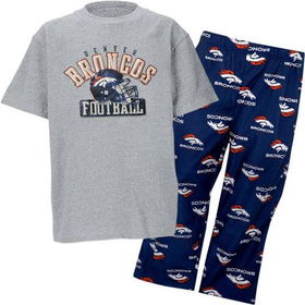 Denver Broncos NFL Youth Short SS Tee & Printed Pant Combo Pack (Medium)denver 