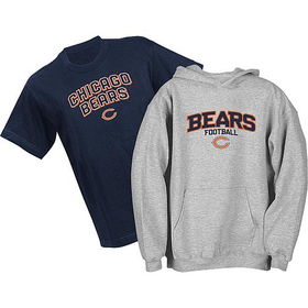 Chicago Bears NFL Youth Belly Banded Hooded Sweatshirt and T-Shirt Combo Pack (Small)chicago 