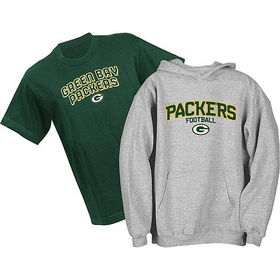 Green Bay Packers NFL Youth Belly Banded Hooded Sweatshirt and T-Shirt Combo Pack (Small)green 