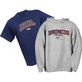 Denver Broncos NFL Youth Belly Banded Hooded Sweatshirt and T-Shirt Combo Pack (Medium)denver 