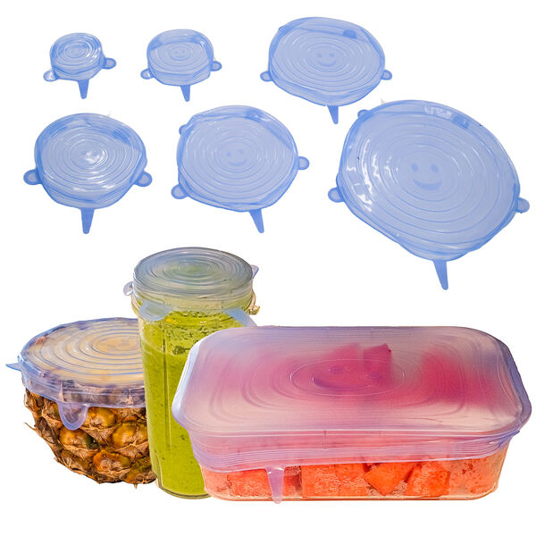 Silicone Stretch Food Lids 6 Pack - Reusable Leak-Proof Containers Covers for Fresh Food Storage & Plastic Containers, Jars, Bins, Cups & Mason Bowlsmiracle 