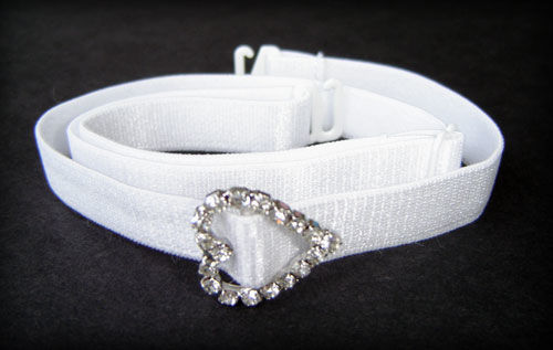 White Bra Strap with Diamond Heart-F100-DHwhite 