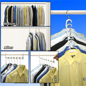 Metal Space Saving Closet Hangers - Durable & Sturdy, Collapsible Cascading Design w/ Multiple Hooks - Clothing & Wardrobe Organizer w/ Universal Fit for All Garments & Closet Rods